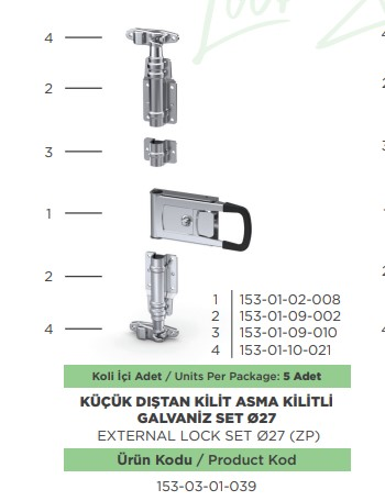 KAPALI KASA DISTAN KILI TK ASMA KILITLI GALVENIZ 27 MM